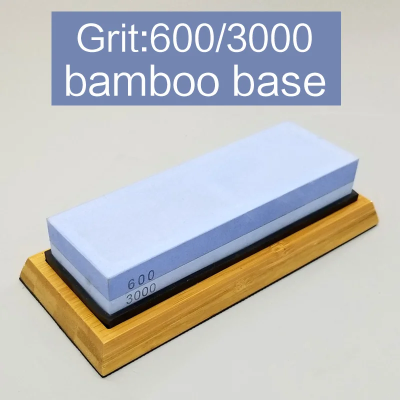 grit600 3000 bamboo 1 шт. двухсторонний нож камень 2000 3000 5000 8000 точилка для кухонных ножей белый корунд абразивная точилка для ножей точильный камень - Цвет: grit600 3000 bamboo