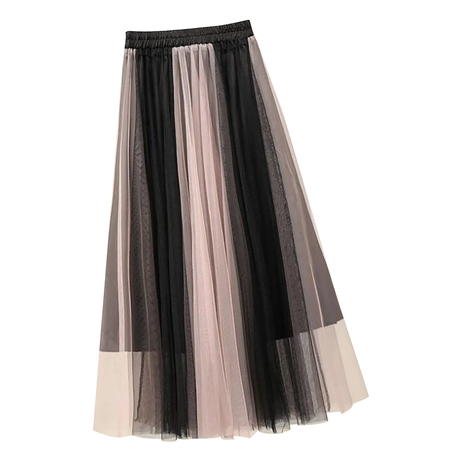 Женская длинная Плиссированная юбка Радужная макси с поясом и высокой талией