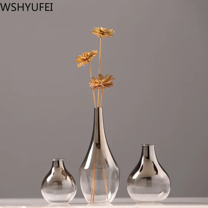 Новый стиль Маленькая свежая стеклянная ваза для гостиной Цветочная композиция