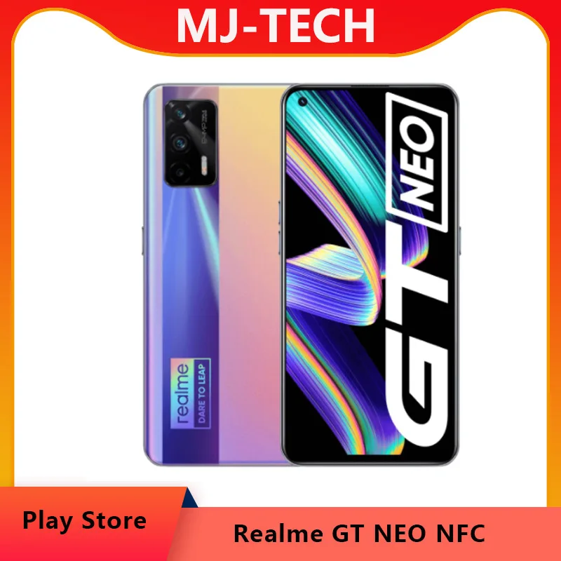  Realme GT Neo 6 ГБ 128 5G мобильный телефон Dimensity 1200 Octa Core 6,43 "120 Гц Super AMOLED 50 Вт Быстрая зарядка 64MP WIFI6 NFC 