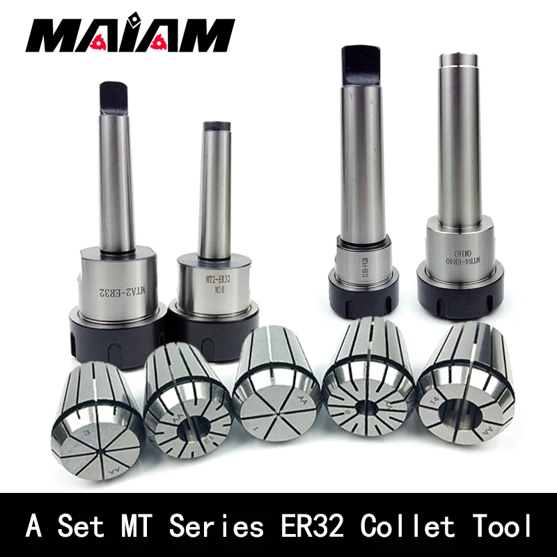 

a set high precision 0.008 ER collet + mt tool holder MT2 MT3 MT4 ER25 ER32 Thread M10 M12 M16 rear pull flat tail tool holder