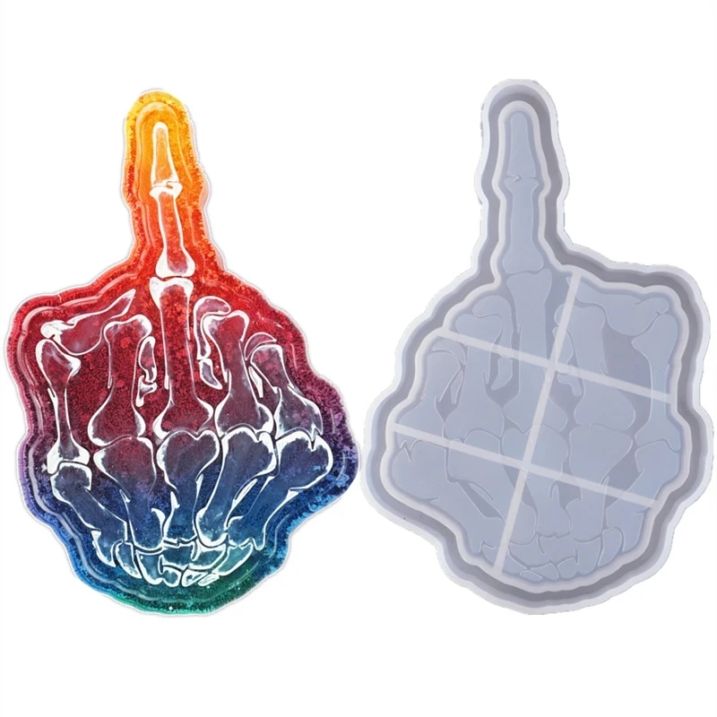 

Middle Finger Skull Hand Shape DIY Crystal Epoxy Resin Slicone Mold For Resin Chocolate Fondant Lace Cake Decoration