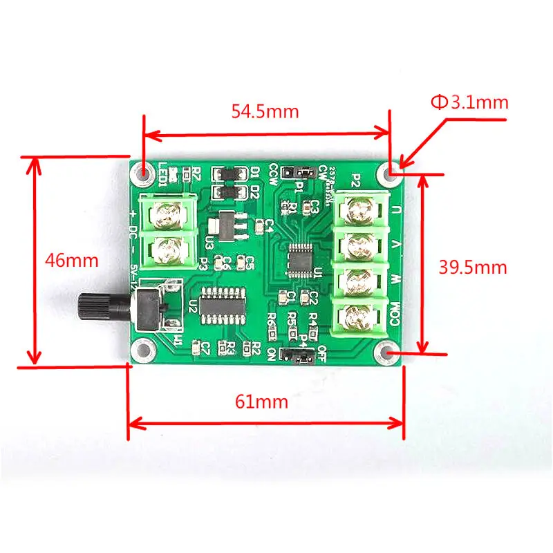 

DC 7V-12V 1.2A Micro Brushless Motor Driver Board 0%-100% Speed Controller Module Drive for 3/ 4-Wire Hallless Brushless Motor