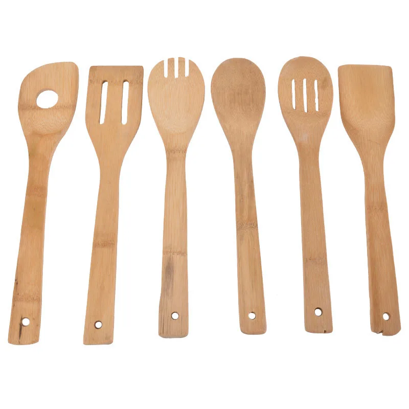 

6PCS/lot Kitchen Accessories Portable Cookwear Bamboo Wooden Utensil Kitchen Cooking Spoon Spatula Mixing Wood Tools#15