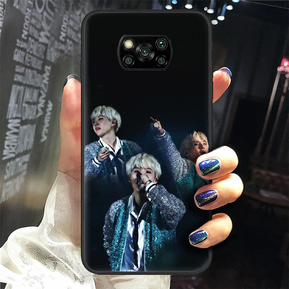 

Bangtan Boys SUGA Phone Case Cover Hull For Xiaomi Mi A2 A3 8 9 SE 9T 10 10T Lite Pro Ultra Poco X3 black Cover Painting Coque