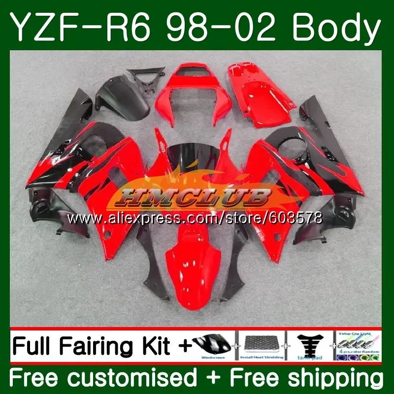 

Body For YAMAHA YZF600 YZF-R6 1998 1999 2000 2001 2002 53CL.7 Red flames YZF R6 600 R 6 YZF-600 YZFR6 98 99 00 01 02 Fairing