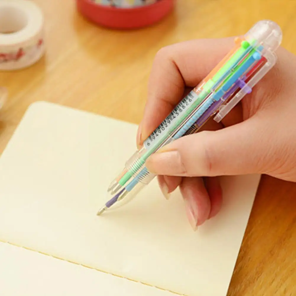 

1pc 0.5mm Multi-color 6 In 1 Color Ballpoint Pen Multi-color One In To Suitable School And Easy Use For Students Supplies O J9Q9