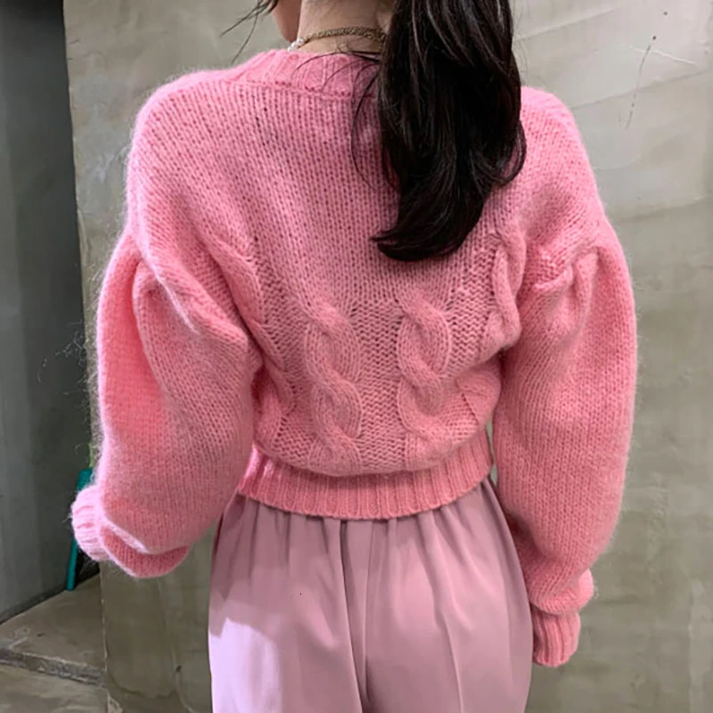 Женская трикотажная кофта с V-образным вырезом и длинным рукавом |