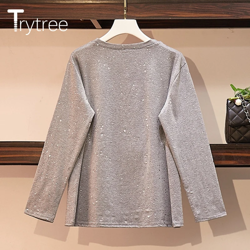 Trytree 2019 осенние женские топы с блестящими блестками и рисунком звезды