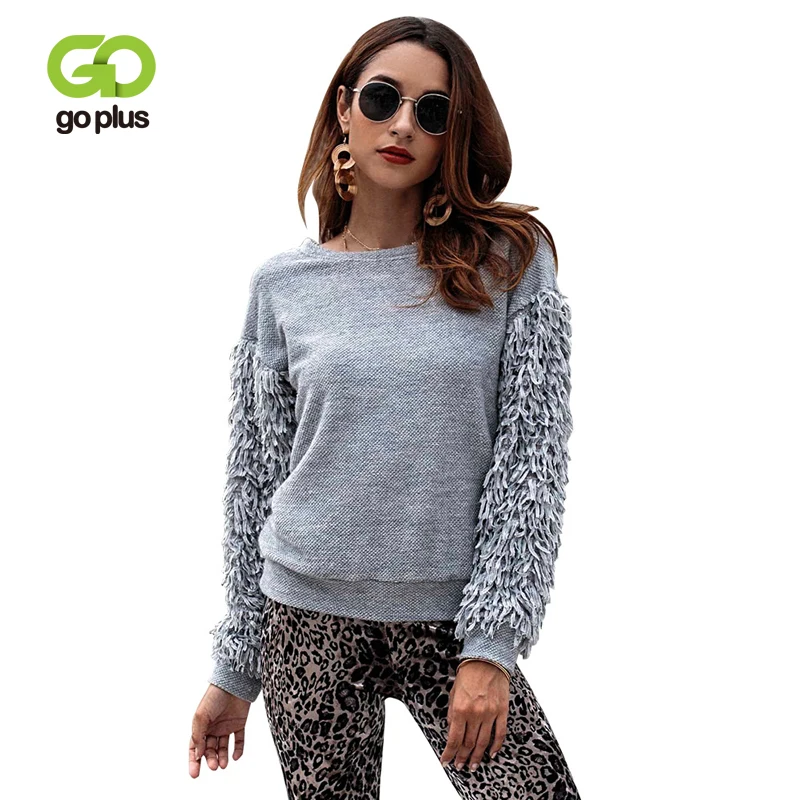 GOPLUS Women's Sweater Winter Tassel Long Sleeve Round Neck Black Pullovers Women Pull Femme Jersey Mujer Invierno C8134 | Женская