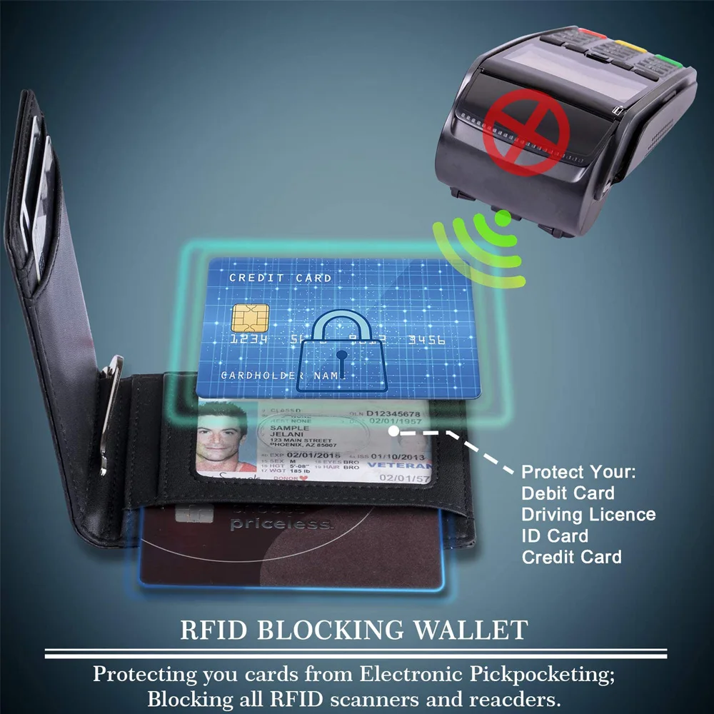 

Carbon Fiber Wallet Slim Front Pocket Bifold Wallets Metal Clamp Money Clips Fashion Card Holder Short Men's Purse Money Bag