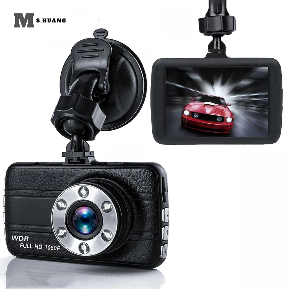 4 дюймовый ЖК дисплей IPS с двойным объективом Автомобильный видеорегистратор FHD