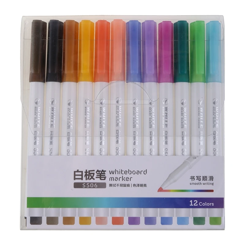 

12 цветов стираемый маркер для белой доски ручка знак прекрасный наконечник набор поставки