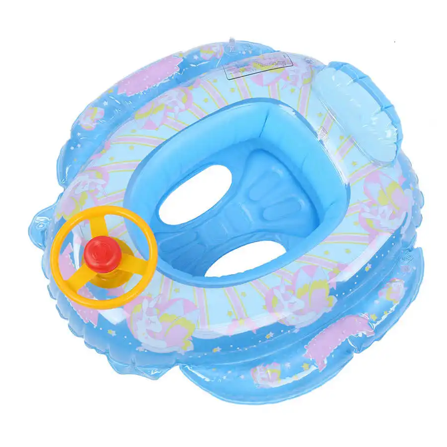 Thickened Summer Children Inflatable Pool Ring Lap Swim Seat Float Boat Baby Boys Toys Blue Flying Horse Wheel Horn | Спорт и