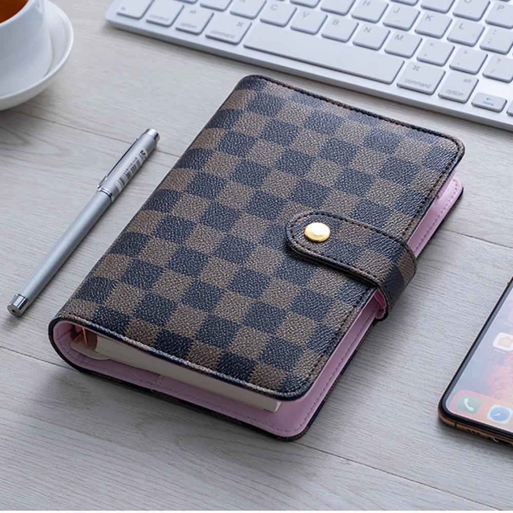 Новый коричневый многоразовый блокнот A6 бриллиантовая клетка кожаный журнал