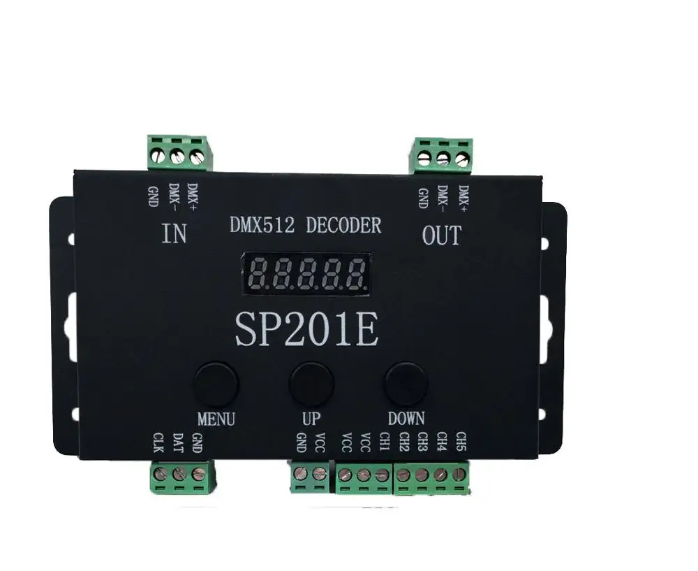 

10PCS P201E DMX512 Decoder controller SPI Signal Addressable RGB led strip Pixel LED 5 Channel PWM Output WS2812B 1903 DC5V-24V