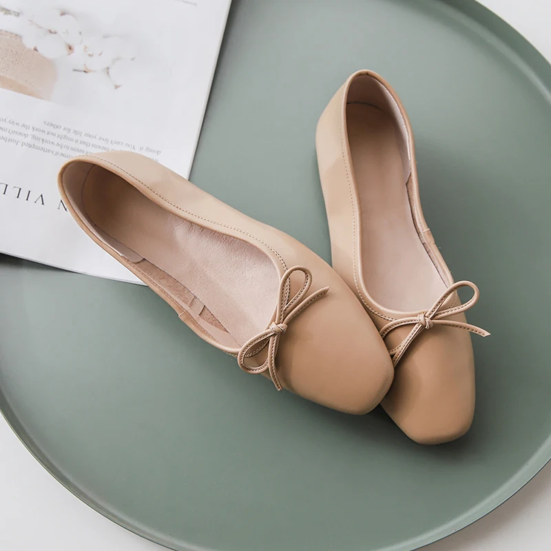 3 цвета женские балетки из натуральной кожи без застежки с бантиком Мокасины