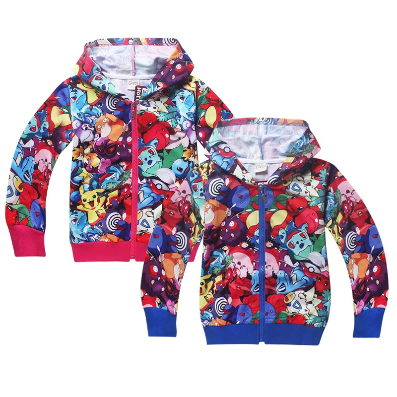 Детский костюм Pokemon весенне осенняя одежда с длинным рукавом толстовка капюшоном