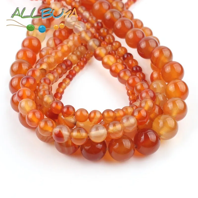 Натуральные Гладкие бусины из оранжевого и красного агата для изготовления