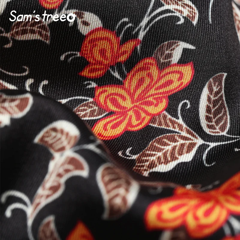 Samstree винтажное Женское пальто с цветочным принтом, осень, новая уличная мода, женские куртки, Повседневная Свободная одежда для офисных леди