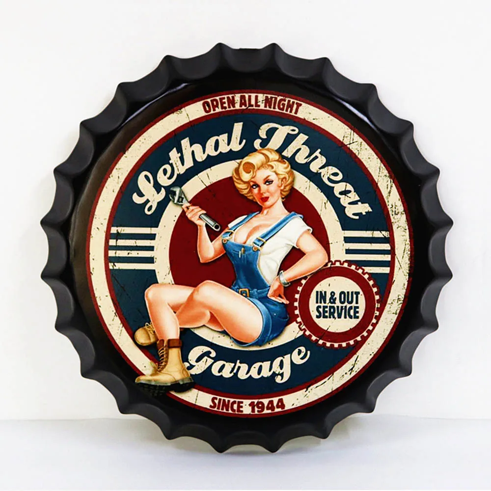 FJ0526 35cm Vintage Bottle Cap Metal Tin Signs Pub Bar Retro Wall Decor Metal Plate Home Decor Plaques Art Poster - Цвет: FJ0526