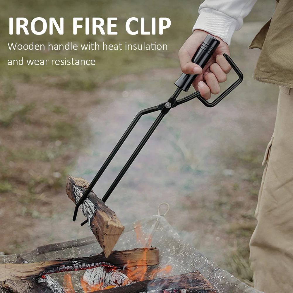 

New Stainless Steel Charcoal Fire Tongs Shears Camping BBQ Bonfire Stove Fire Clip Tool Portable Cooking Fire Tongs Clamp