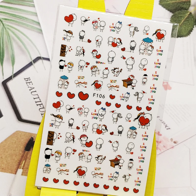 

3D Stickers for Nails Love Heart Lovely Snowman Designs Nail Art Decorations Foil Decals Wraps Manicure Accessories Decoraciones