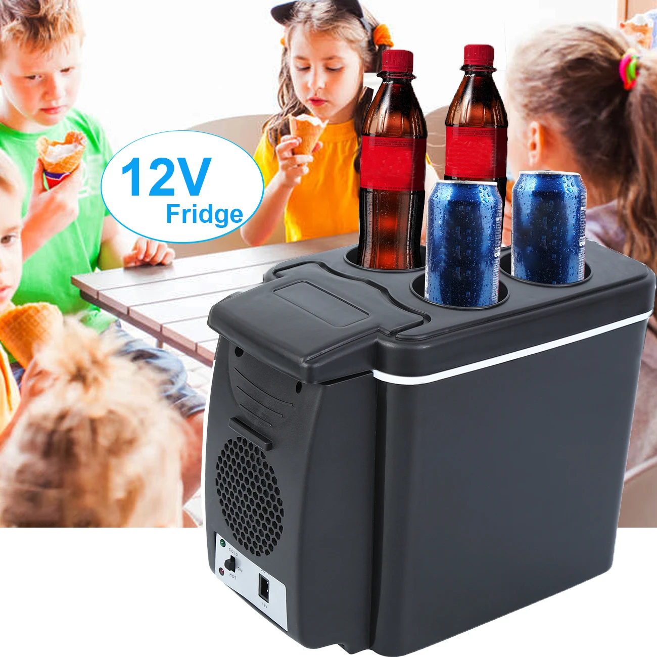 

Honhill Household Mini Refrigerator 12v 6L Fridge Cool&Warm Portable Icebox Refrigerator Freezer Heater for Home Camping Car