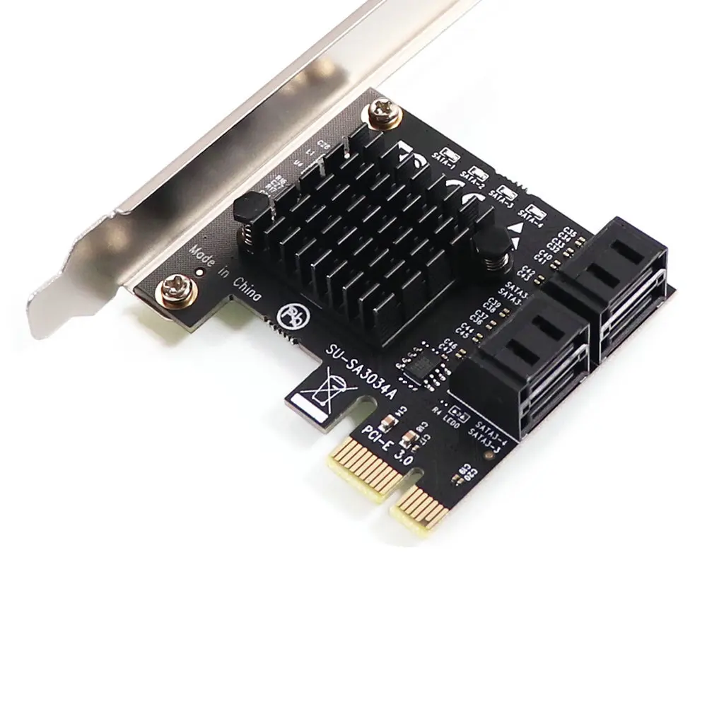 

Плата расширения Райзера для ПК с 4 портами SATA 6 Гбит/с на PCI Express