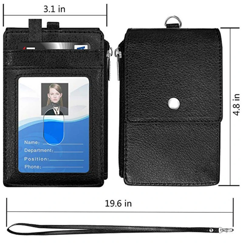 

Badge Holder with Zipper ID Card Holder Wallet with Neck Lanyard RFID Blocking M2EB