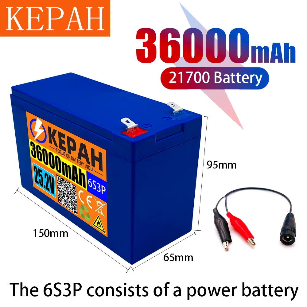 

Very durable 24V 36ah 6S 3P 21700 lithium battery 25,2 V 36000mah electric bicycle mop / electric lithium ion battery