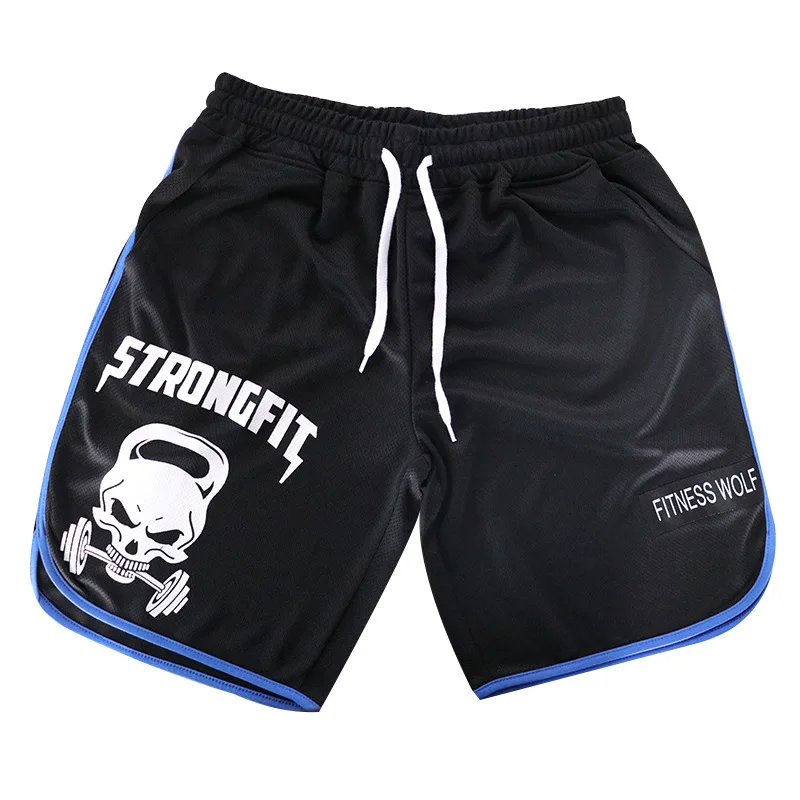 

GYMS New Men Sport Beach Shorts Bodybuilding Sweat Shorts Fitness Wolf Short Jogger Gyms Men Skull Printed Shorts Big size 5XL
