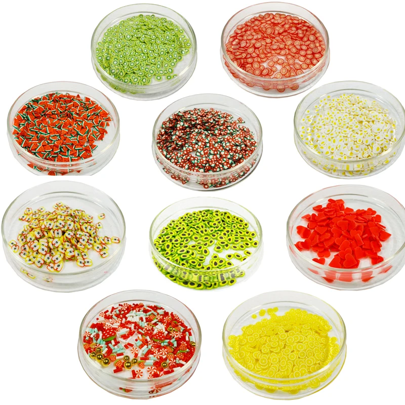 

1000 pcs Fruit Slices Decor Additives For Slime Filler Supplies Charms Clay Accessories Avocado For Nail Art Slime For Toys Gift