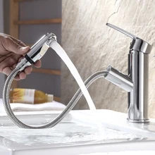 Bathroom Taps Kitchen Faucet Single Handle Pull Out Spray Sink Tap Hot and Cold Water Crane Deck Mount Faucets
