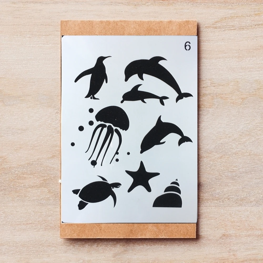 Трафареты A4 в виде дельфина осьминога для творчества декоративные трафареты