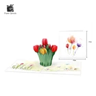 Всплывающая Цветочная 3D карта тюльпана, всплывающая карта на день рождения, День благодарения, Рождественский подарок с конвертом