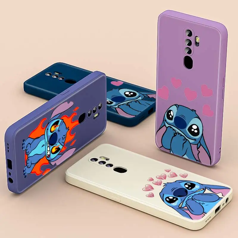 

Super cute Stitch blue For OPPO A94 A93 A92 A91 A74 A73 A55 A54 A52 A11 A11K A9 A16 A7X A1K 2020 Liquid Silicone Phone Case