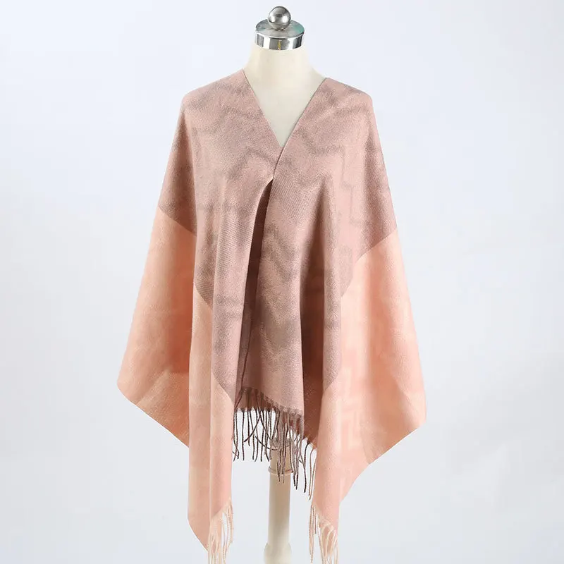 

2021 winter new women's scarf thickened warm cashmere Stripe Scarf fashion tassel couple shawl jacquard scarf Cashmere scarf