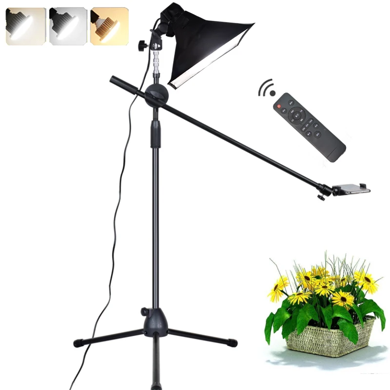 

Photography Phone LED Lamp+Bracket Stand Boom Arm Reflector Softbox Continuous Lighting Kits For Photo Video Shooting Fill Light
