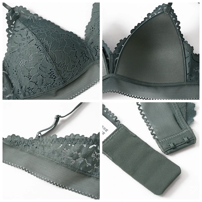 Женский комплект с бюстгальтером и трусиками пуш-апом кружевной тонкими