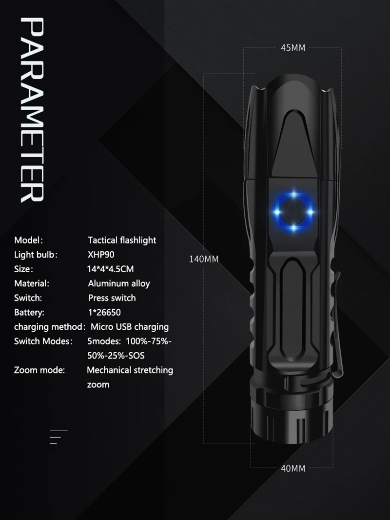 Xhp90 W69Z40 светодиодный фонарик супер яркий прожектор для охоты и кемпинга мощность 26650 батарея Мощный тактический фонарик