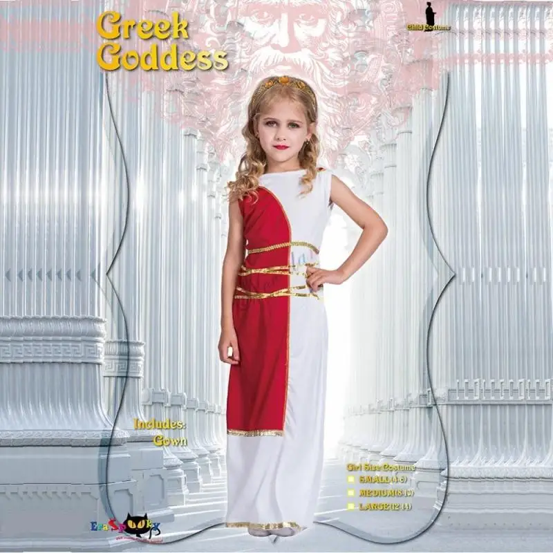 Костюм греческой богини на Хэллоуин для девочек Детское платье принцессы в