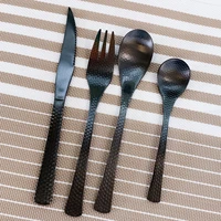 matte finished full hammered design stainless steel 304 cutlery set silverware flatware tableware set for home kitchen utensils