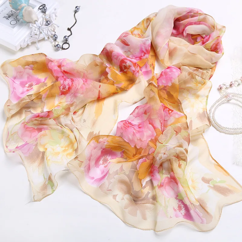 

2021 New Chiffon Fabric Scarf Women 160*50 Spring Summer Georgette Scarves Shawl Foulard En Soie All-match Bandana Wholesale