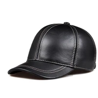 fashion 2021 high quality genuine leather baseball cap men women black patchwork male female winter dad cowhide cap adjustable