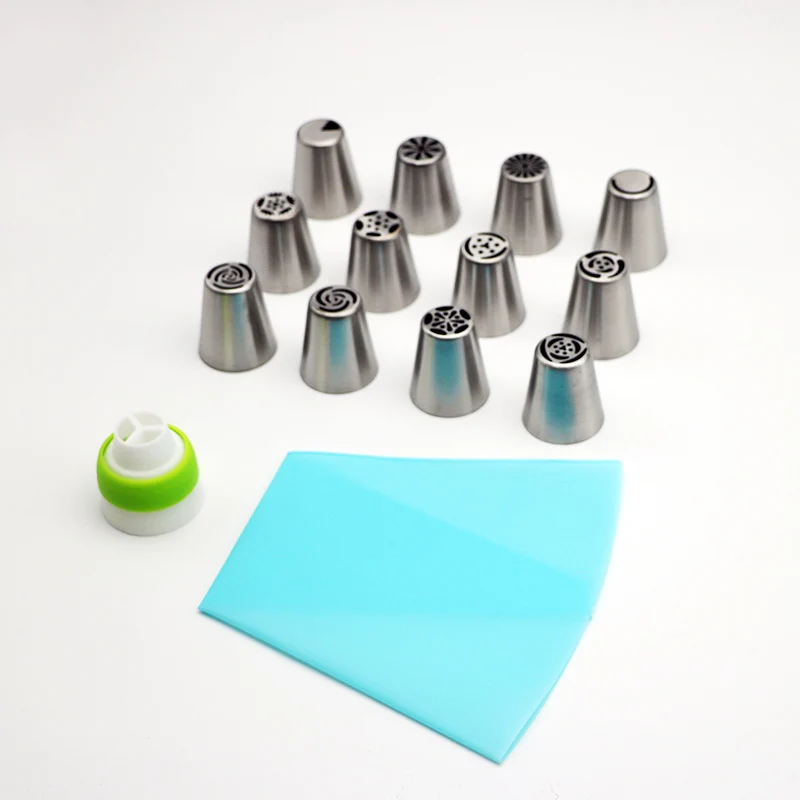 

Russian Cake Lcing Piping Nozzles Stainless Steel Tips Pastry Flower Bag Decorating Cream Cupcake Baking Converter Tool CT2251