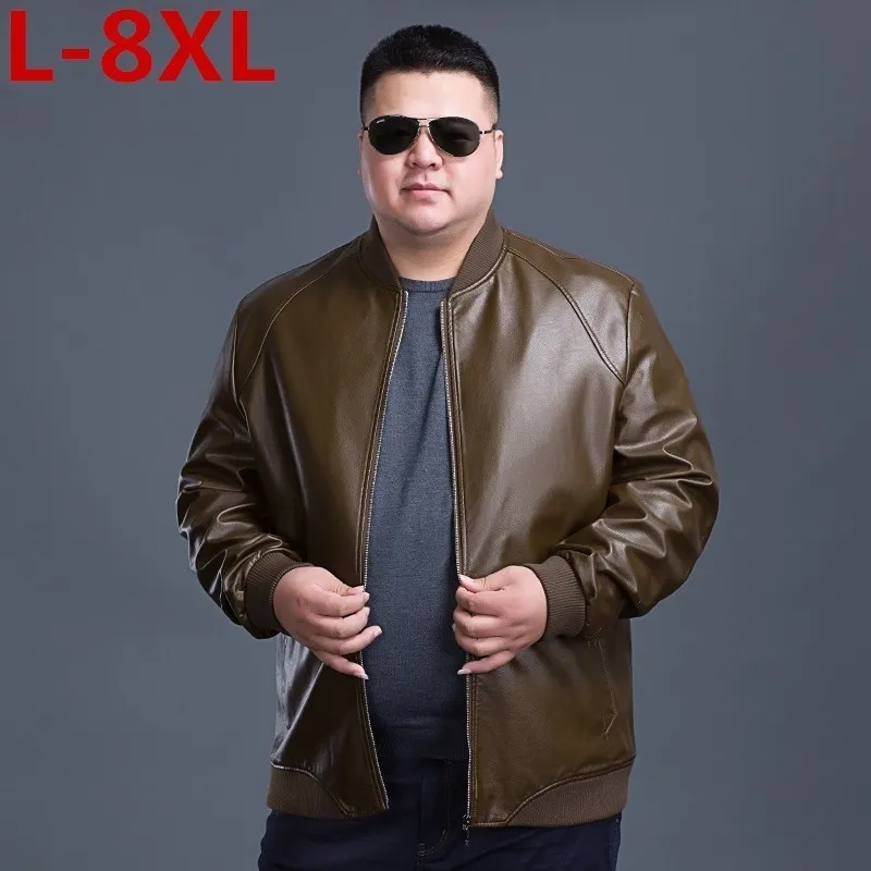 8XL 7XL размера плюс 2020 новая кожаная куртка мужская одежда для тренда тонкая