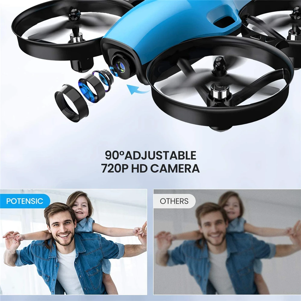 Potencisic-Mini Dron de control remoto A30W para ni&ntilde;os, cuadric&oacute;ptero con c&aacute;mara HD de 720P, bot&oacute;n de despegue, configuraci&oacute;n de ruta de aterrizaje, Avi&oacute;n de juguete-4