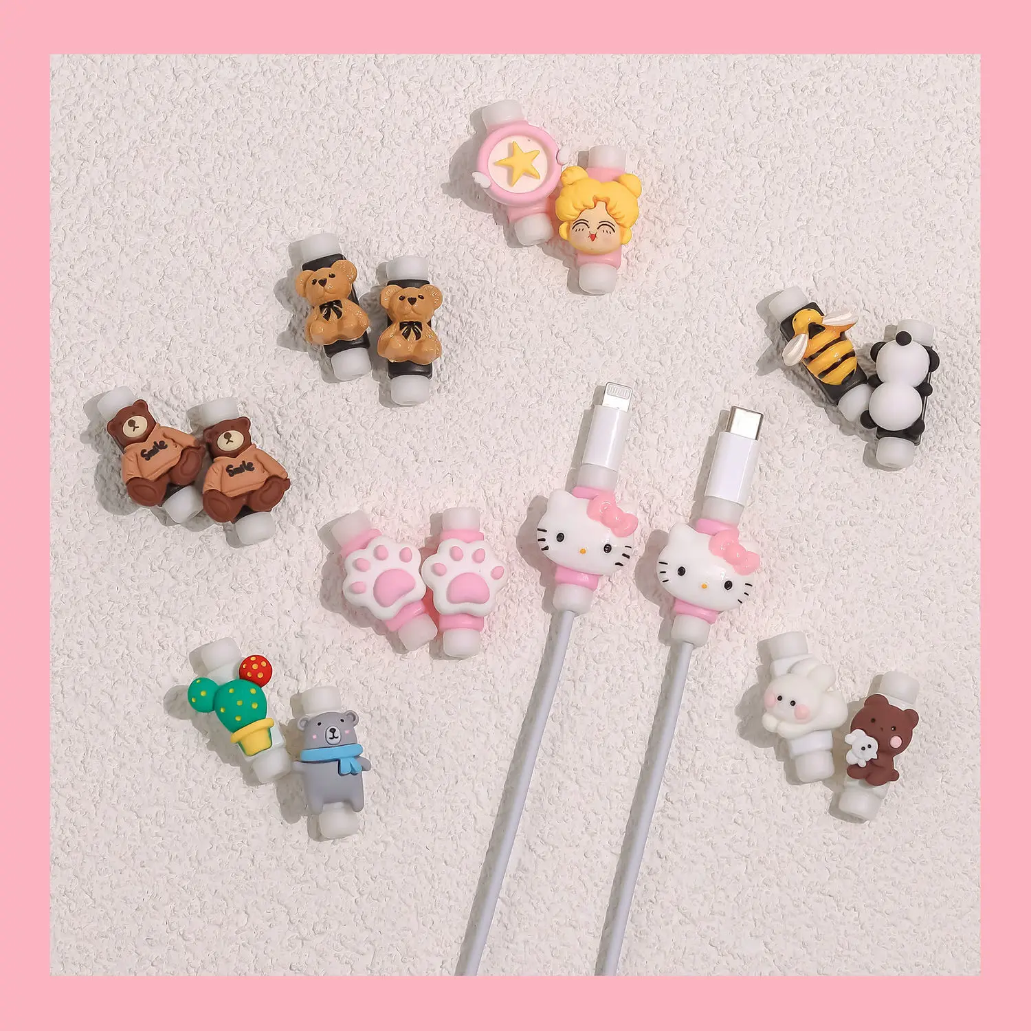 Милая защита кабеля с мультяшными животными для Iphone Usb-кабель держатель зажим