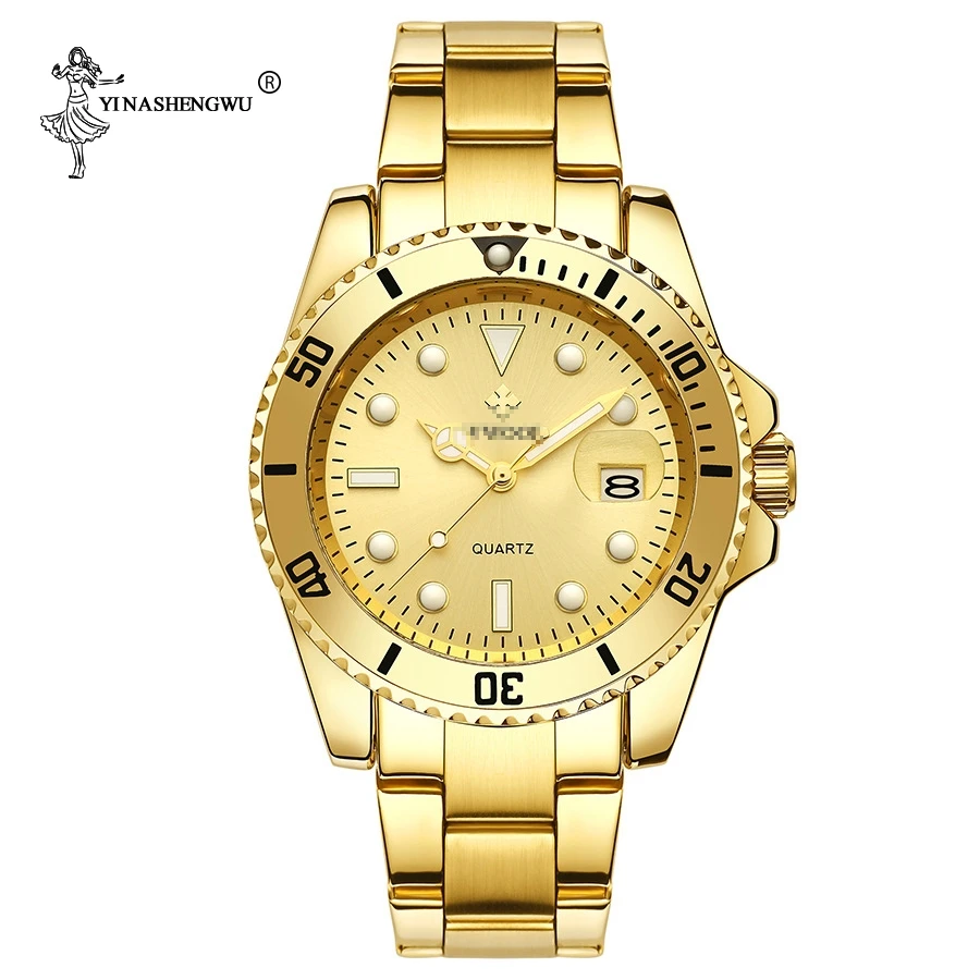 Золотые часы для мужчин 2020 роскошные золотые полностью стальные спортивные